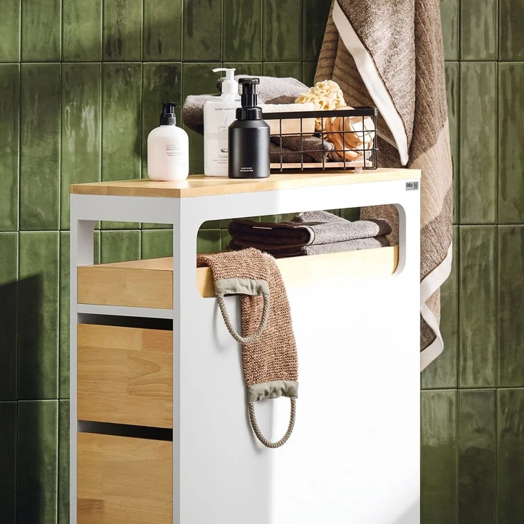 SoBuy BZR54-WN Toilettenschrank mit Toilettenpapierhalter, MDF, Lackiert, Weiß, 65 x 82 x 23 cm – Bild 5