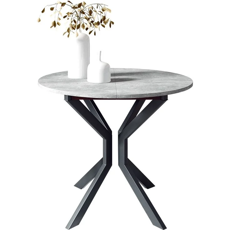 Runder Ausziehbarer Esstisch Dirko M (Farbe: Grau Marmor/Schwarz) – Bild 2