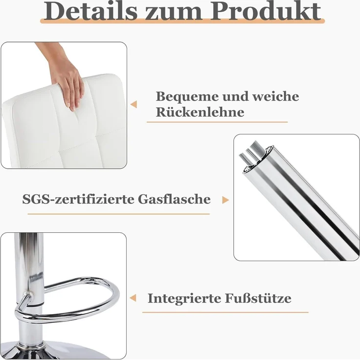 DUMOS Esszimmerstuhl Stühle Esszimmer küchenstühle Kratzfester Boden Esszimmerstuhl(Beige) (2-teiliges Set), Kann 113 kg tragen – Bild 4