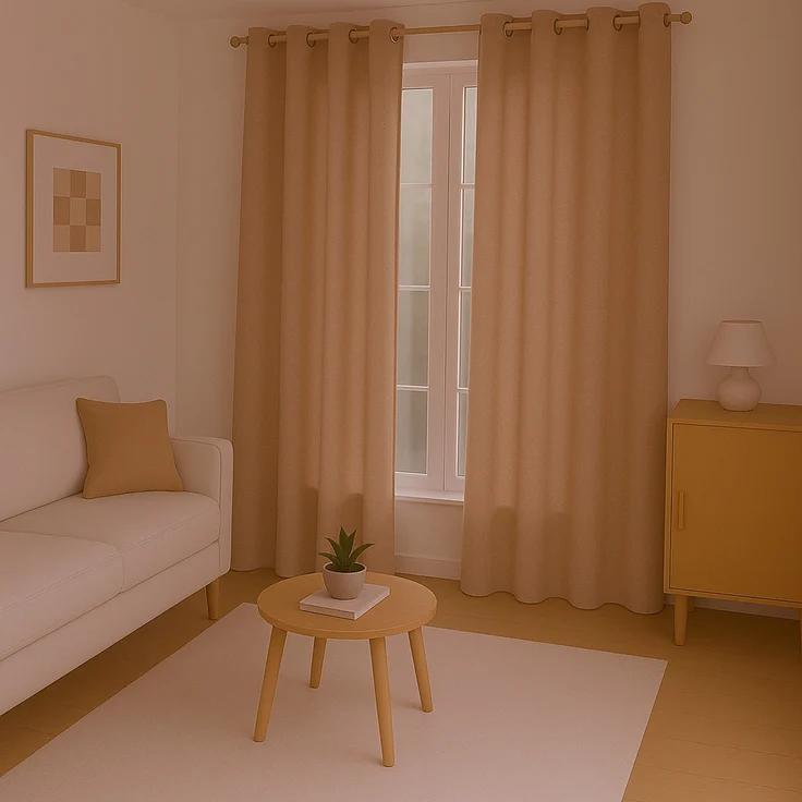 Gardine mit Ösen *** x *** cm ( Breite x Länge ) in ***, blickdichter Vorhang, Ösenvorhang in vielen Variationen 140x175 cm Hellbraun – Bild 5