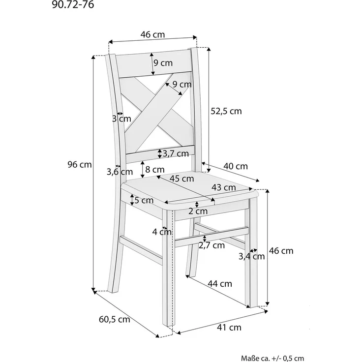 Stuhl Massivholzstuhl Esszimmerstuhl Buche natur V-90.72-76Doppelpack – Bild 2