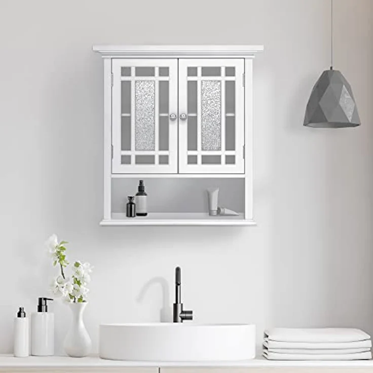Teamson Home Badezimmer Windsor Holzwandschrank 2 Türen Weiß ELG-527 – Bild 7