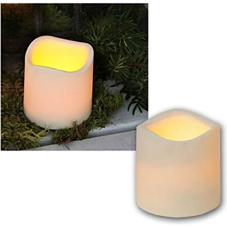 LED Stumpenkerze -Paul', naturweiß, outdoor, H 7,5cm – Bild 1