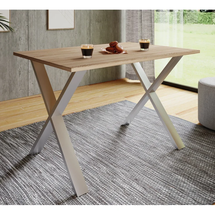VCM Esstisch Xona 916872 Silber / Sonoma-Eiche H. 76 x B. 140 x T. 80 cm – Bild 3