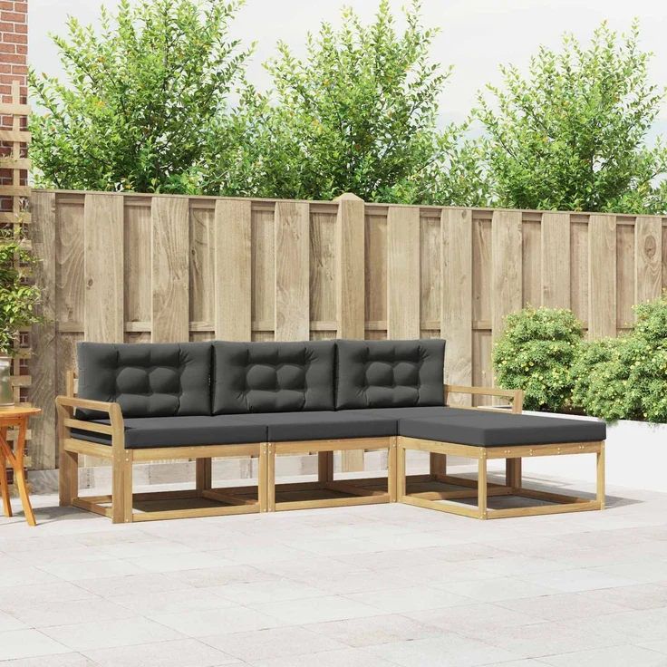 vidaXL Outdoor-Sofagarnitur 4 stk. Weiß und Anthrazit Polyester 3386271 – Bild 1
