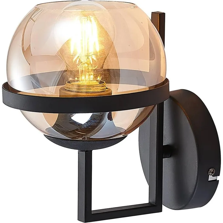 Lindby Wandleuchte Marinka, Metall, Schwarz IP20, 1 x 60 W