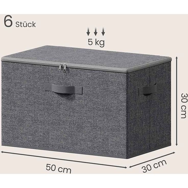 SONGMICS Faltbare Aufbewahrungskisten mit Griffen, 6er Set, Kleidung Organizer, Vliesstoff, 40 x 30 x 25 cm, grau – Bild 5