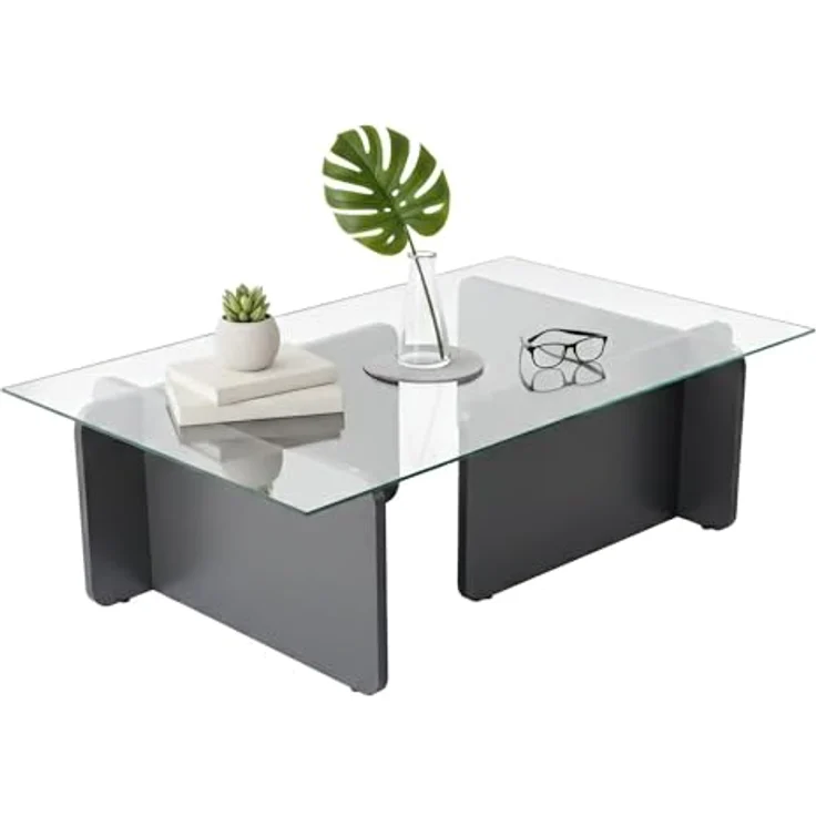 Dmora Couchtisch Itri 105x65x30h cm Schwarz, mit Zeitungsablage – Bild 2