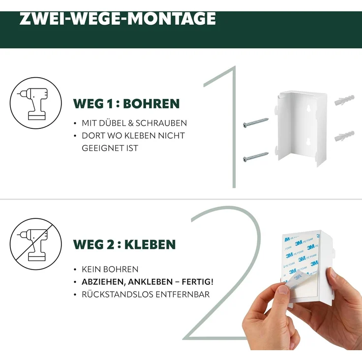 bremermann Kosmetikeimer Wand-Kosmetikeimer 3 l, Badmülleimer 2-Wege-Montage, eckig – Bild 6