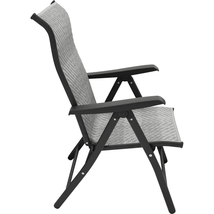 DEGAMO ANTIBES Hochlehner Klappsessel, Metall + Polyrattan, grau, 57cm – Bild 3