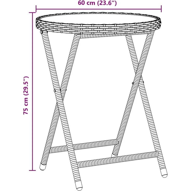 vidaXL Garten Bistro Set 3 pcs Braun Poly-Rattan 3334963 – Bild 10