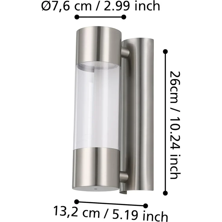 Eglo 96013 LED Outdoor Wandleuchte ROBLEDO edelstahl transparent L:7,5cm H:26cm T:12cm IP44 – Bild 4