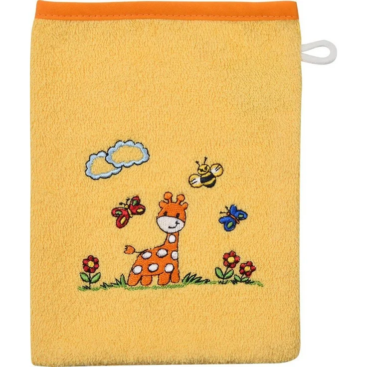 Wörner Waschhandschuh Kinder-Waschhandschuh "Giraffe", Walk-Frottier Uni – Bild 1