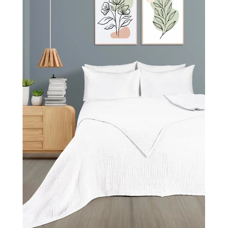 Laynenburg Tagesdecke Musselin aus 100% Baumwolle – Baumwolldecke, Kuscheldecke, Wohndecke als Sommerdecke, Bett-Überwurf, Couch-Überwurf, Sofa-Decke – Bild 3