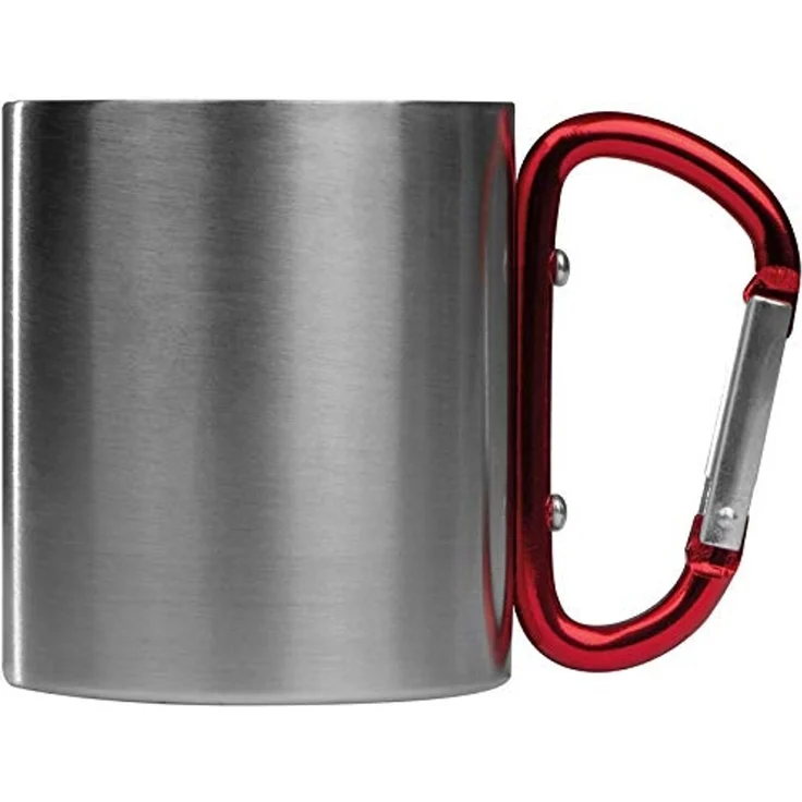 Macma Tasse Doppelwandige Tasse aus Edelstahl mit Karabinerhaken / Farbe: silber-r – Bild 2