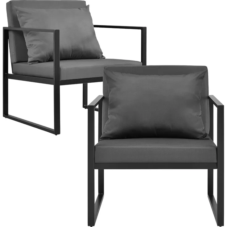 2er-Set Gartenstuhl Lerum 70x60x60 cm Schwarz casa. pro