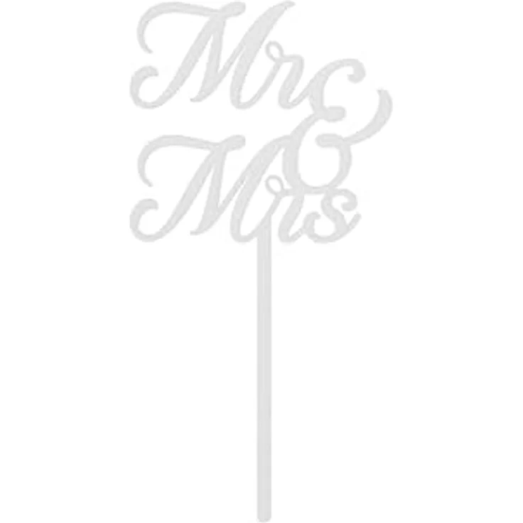 partydeco Tortenstecker, Cake Topper Mr & Mrs Hochzeit 16,5x8,3cm Weiß – Bild 1