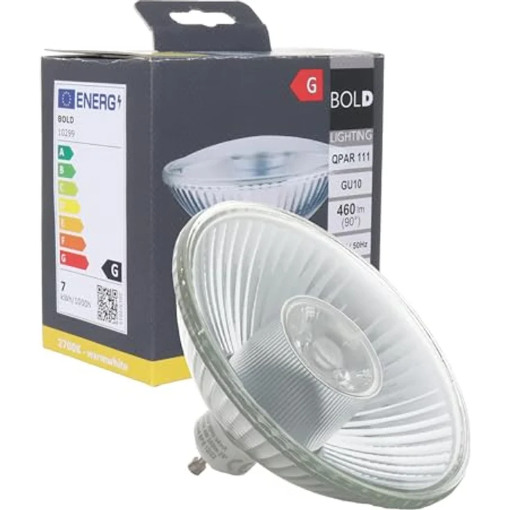BOLD Lighting QPAR 111 (ES 111) LED GU10 Reflektor-Leuchtmittel (425 Lumen | Dimmbar | 6,5 W entsprechen 40 W | 2700k warmweiß | 15.000 Std. Laufzeit),Aluminium – Bild 2
