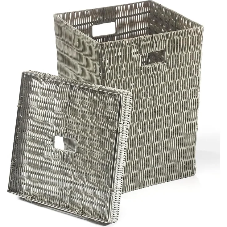 Kobolo Wäschekorb Wäschebehälter Wäschesammler mit Deckel - grau – Bild 8