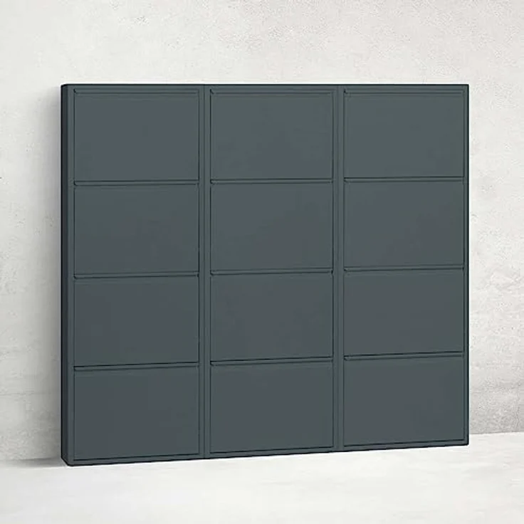 ebuy24 Pisa Schuhkipper, grau, Metall, 12 Klappen, 150x140x16 cm, Schuhaufbewahrung, Garderobe – Bild 2