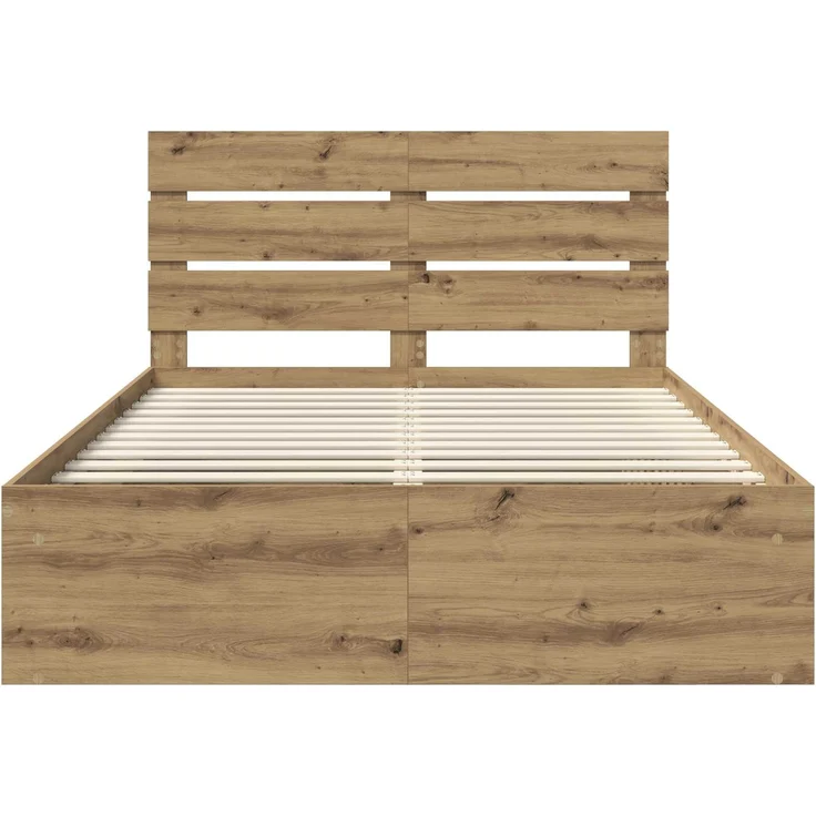 vidaXL Bettrahmen mit Kopfteil Kunsthandwerk Eiche 140 x 200 cm 3411743 – Bild 6