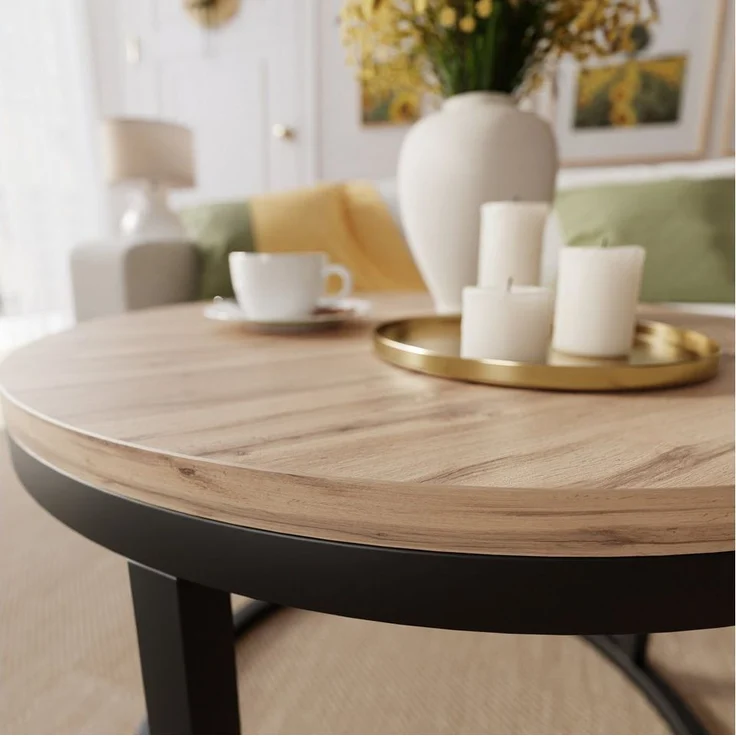 Lookway Couchtisch CIRI mit einer Platte in Holzdekor (1x Couchtisch), Durchmesser: ⌀60 cm – Bild 3