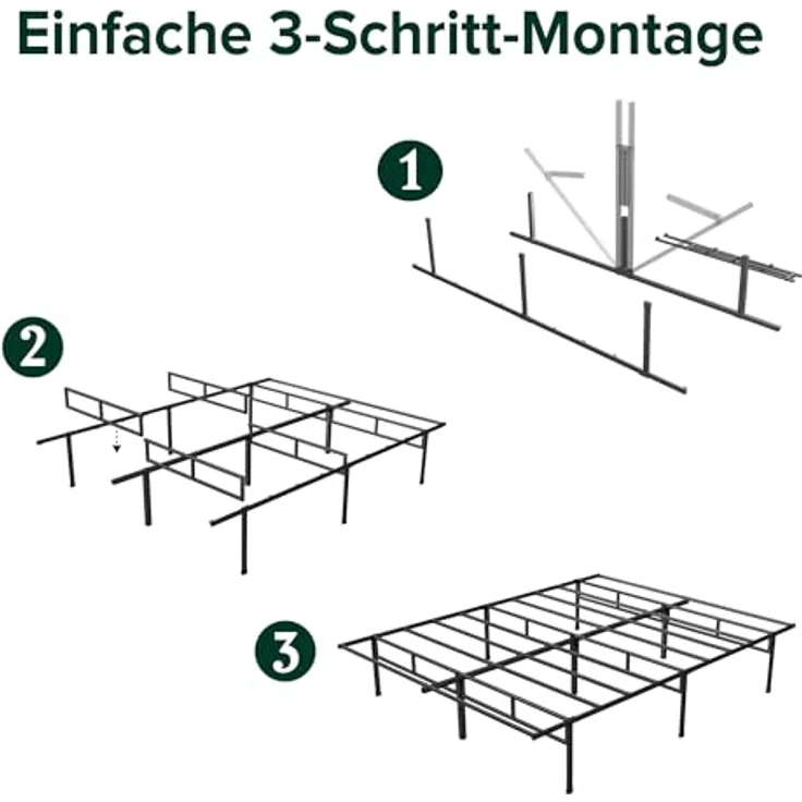 Zinus Justin Bett 90x200 cm - Höhe 36 cm mit Stauraum unter dem Bett - Metall Plattform Bettgestell - Schwarz – Bild 5