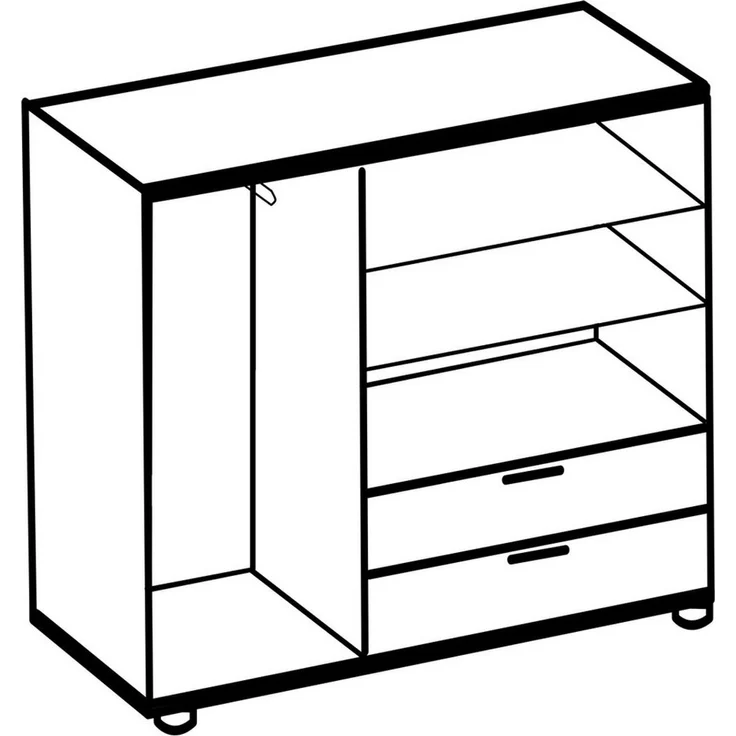 Wimex Wäscheschrank Easy Plus Kleiderschrank Garderobe 2 Schubladen, 81 oder 130cm breit in verschiedenen Farben, moderne Optik mit schwarzen Metallgriffen – Bild 3