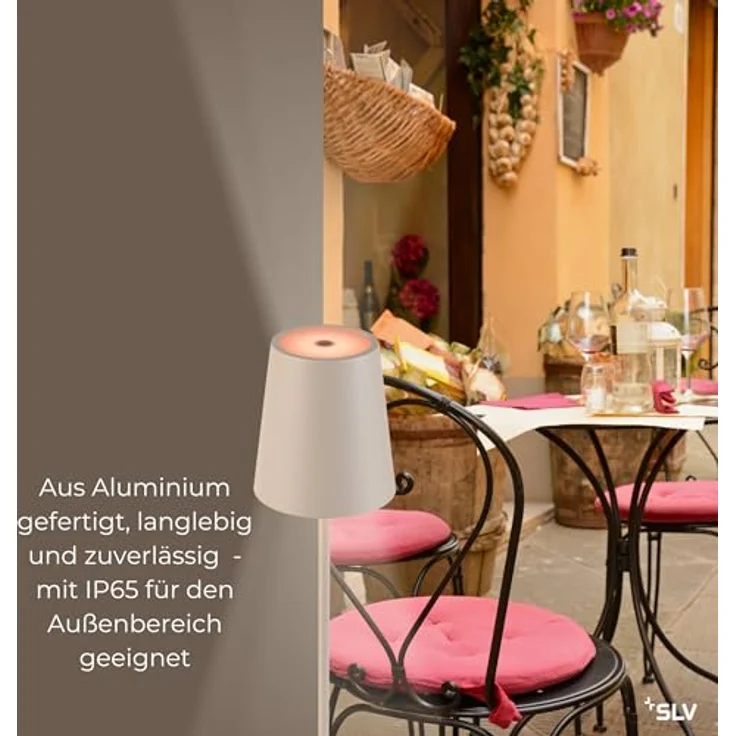 SLV VINOLINA TWO, Tischleuchte, Akku, IP65, 2200/2700/3000K, TOUCH, beige - Ambiente- Tisch- und Standleuchten – Bild 4