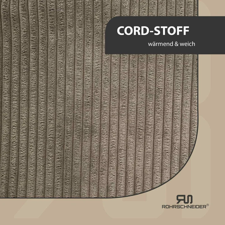 ROHRSCHNEIDER Hundebett - Cord, Hundekorb, Tierbett, Wendekissen, Bezug waschbar, rutschfest Taupe 15x55x42cm – Bild 4