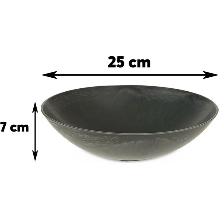 matches21 HOME & HOBBY Blumentopf Flache Pflanzschale für draussen Dekoschale rund schwarz 28 cm (1 St), Blumen-Schale als wetterfeste Friedhof-Schale Grab-Schmuck Grabschale – Bild 2