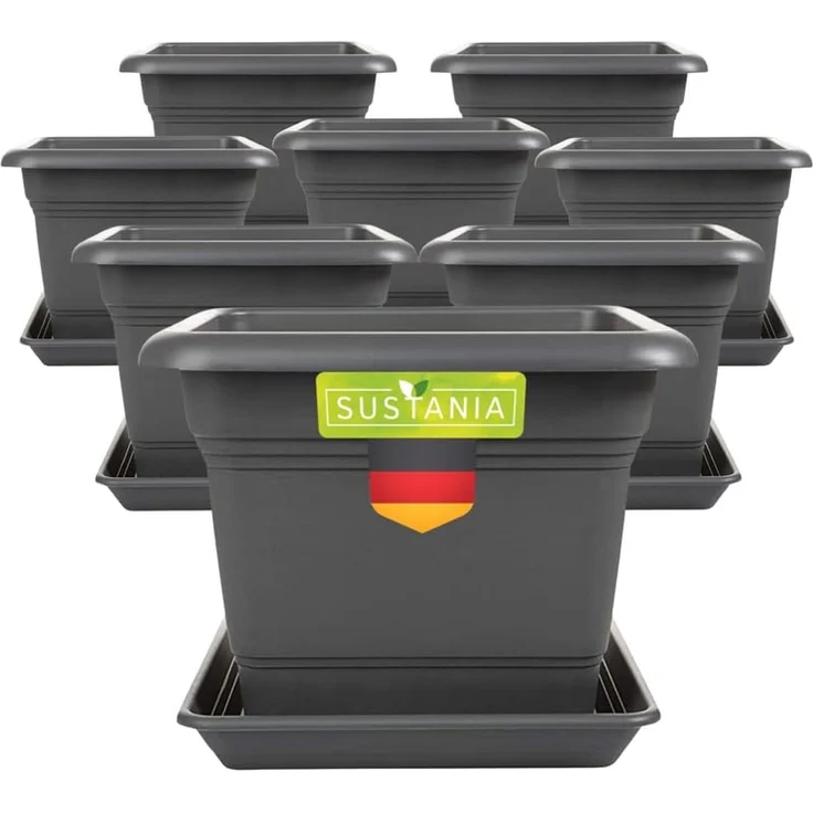 Centi Pflanzkübel Eckiger Pflanzkübel anthrazit modern robust (8er-Set) – Bild 1