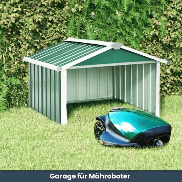 DELUKE® Mähroboter Garage aus Metall - 92x97x63cm | Dach Carport Überdachung für Rasenmäher Rasenroboter Automower Garten Mährobotergarage Regenschutz für Rasenmäher, Grün – Bild 2