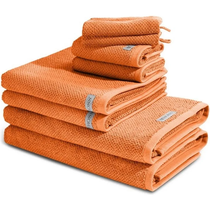 Ross Selection 8 tlg. Frottier-Set - 2 X Handtuch (50 X 100cm), 2 X Duschtuch (70 X 140cm), 2 X Gästetuch (30 X 50cm), 2 X Waschhandschuh (16 X 22cm) - 540 g/m2 - Orange