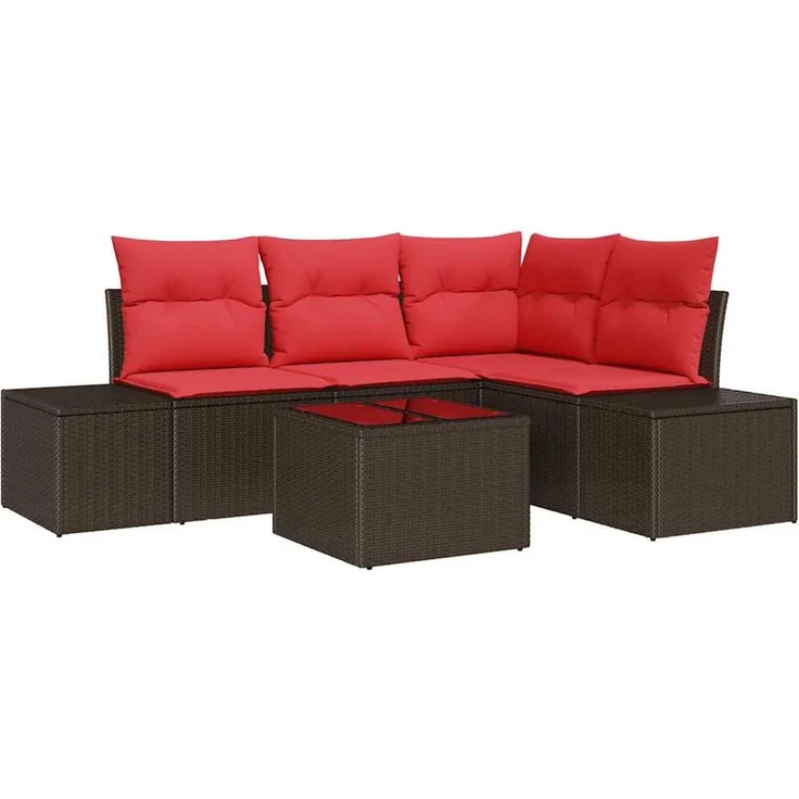 vidaXL Gartensofa-set 5 stk. Braun Poly-Rattan 3347054 – Bild 2