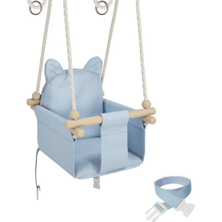MAMOI® Babyschaukel Kinderschaukel | Babyschaukel Indoor Schaukel Indoor | Baby Schaukel Babyschaukel Holz | Schaukel Indoor Kinder | Schaukel Holz + SICHERHEITSGURT | CE | 100% ECO | Made in EU