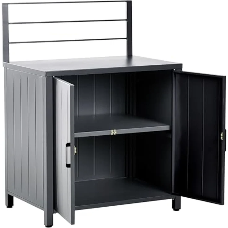 Outdoor-Küche 4er Set mit Spüle VIGGIANO Graphitgrau Metall – Bild 7