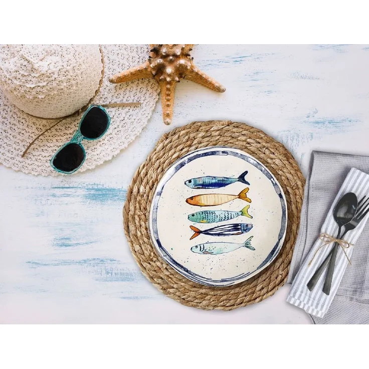 WestCraft Speiseteller Teller, mediterran mit Sardinen-Motiv, Maritime Dessertteller 20 cm, (2 St), 2er Set, hochwertig und robust - langlebig und vielseitig einsetzbar – Bild 4