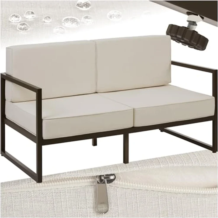 tectake Essgruppe Garten-Loungesofa, (Set, 1-tlg), Pulverbeschichtetes Stahlgestell für maximale Stabilität – Bild 2
