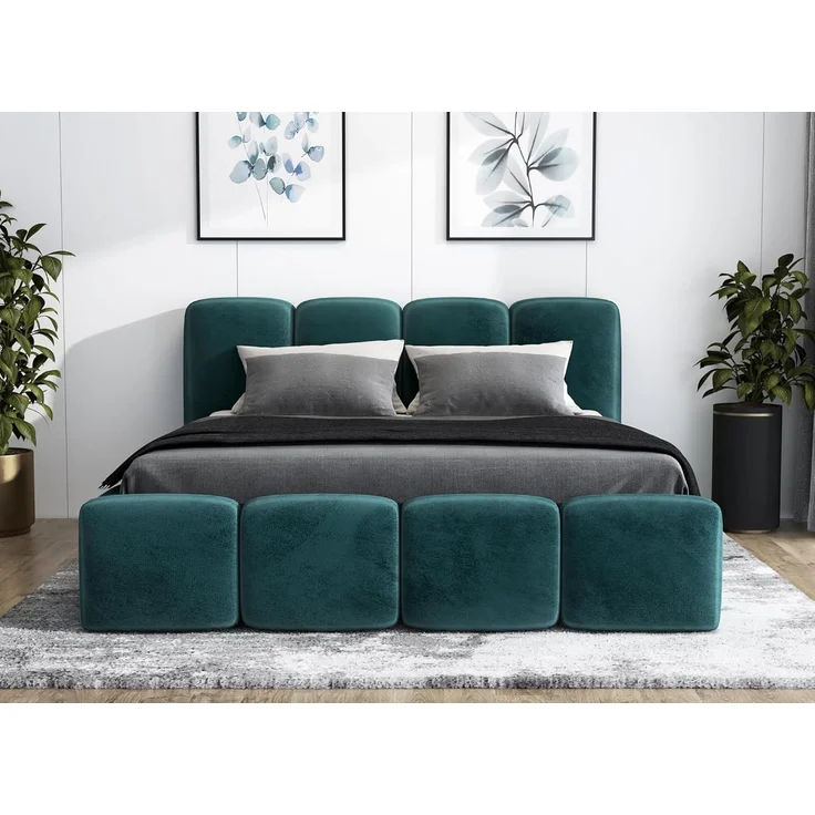 Polsterbett DONA 90x200 mit Matratze, Bettkasten und Lattenrost. Farbe: Minze 13 – Bild 3