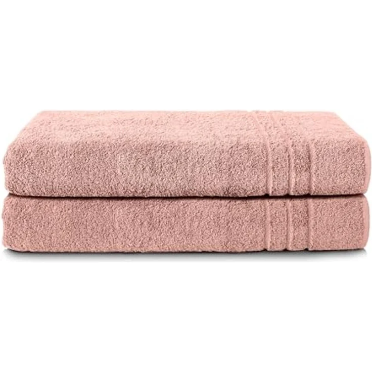 Komfortec 2er Saunatuch Set 80x200 cm aus 100% Baumwolle, XXL-Saunatücher, Sauna Handtuch, Weich, Groß, Frottee, Schnelltrocknend, Blütenrosa – Bild 1
