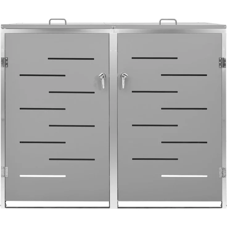 vidaXL Mülltonnenbox für 2 Tonnen 138x77,5x115,5 cm Edelstahl 149559 – Bild 3