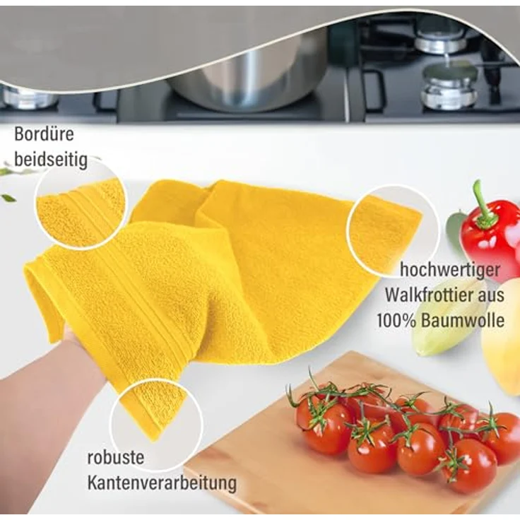 Lashuma Geschirrtuch Premium, (Spar-Set, 4-tlg, Küchenhandtücher 50x50 cm), kleine Frottee Handtücher für Küche, Bad, Garten, Camping – Bild 4