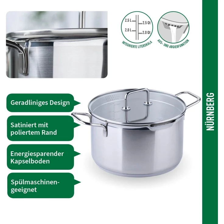 Chefkoch trifft Fackelmann Kochtopf mit Glasdeckel, Ø 24 cm, induktionsgeeignet, backofengeeignet – Bild 2
