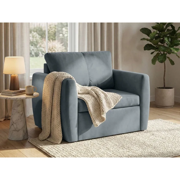 Beautysofa Relaxsessel KAMEL mit Schlaffunktion und Bettkasten (freistehend, kompakter Schlafsessel für Wohnzimmer & Gästezimmer, Velours TRINITY), Schlafsessel ausklappbar, moderner Sessel mit Liegefläche 188x82 cm – Bild 3