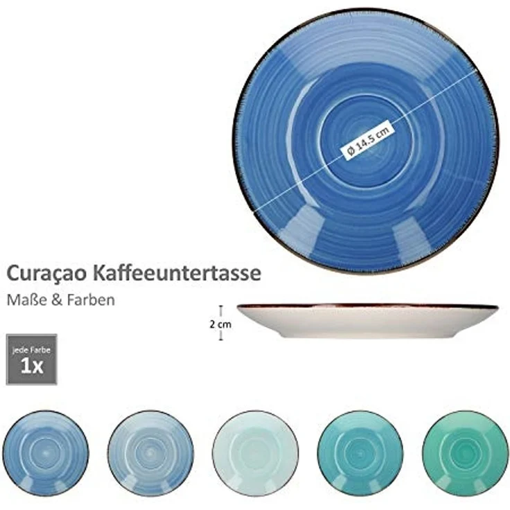 MamboCat Kaffeeservice 18tlg. Kaffeeservice Blue Curacao 6 Personen in Blau-Tönen, Steingut – Bild 4