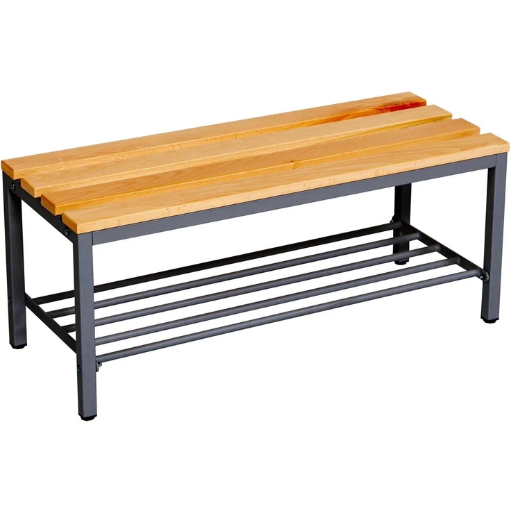 furni24 Bank Umkleidebank, Sitzbank für Umkleideräume mit Schuhrost BxHxT: 100 x 42 x 40 cm, Umkleidesitzbank, Umkleidebank, Garderobenbank, Sportbank, Bank mit Echtholz für Fitnessstudio – Bild 5