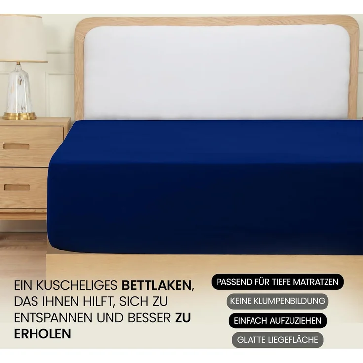 Utopia Bedding - Spannbettlaken 160x200 cm - Royal Blau - Gebürstete Polyester-Mikrofaser Spannbetttuch - 35 cm Tiefe Tasche – Bild 6