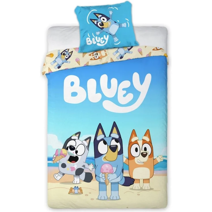 Bluey, Bingo & Muffin Strand Baby Bettwäsche Set 100x135 cm Baumwolle – Bild 1