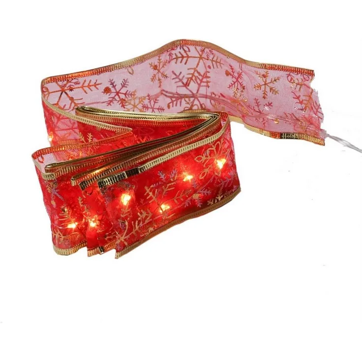 MARELIDA LED-Lichterkette LED Seidenband Geschenkband Schleifenband 30 LED 2,7m Batterie rot, 30-flammig